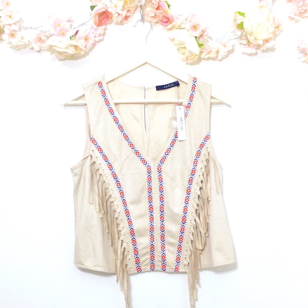 🖤ARK & CO fringe top boho festival style
